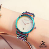 Luxury color shoulder strap purple ladies watch