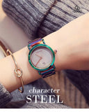Luxury color shoulder strap purple ladies watch