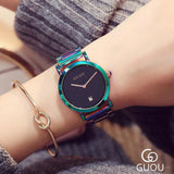 Luxury color shoulder strap purple ladies watch