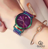 Luxury color shoulder strap purple ladies watch