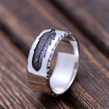 925 sterling silver feather ring