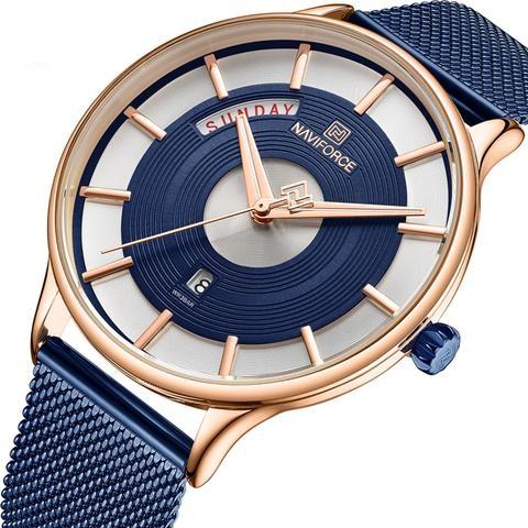 Luxury quartz clock men's sports steel mesh belt men's watch