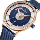 Luxury quartz clock men's sports steel mesh belt men's watch