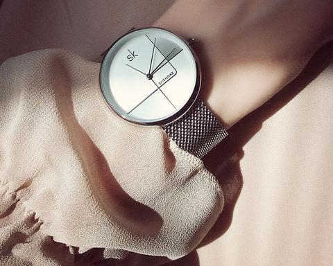 Luxury steel quartz ladies watch