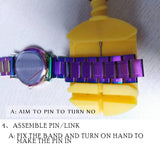 Luxury color shoulder strap purple ladies watch