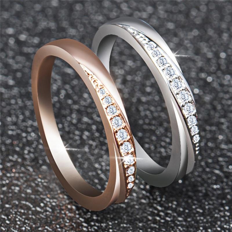 Fashion Rose Gold Platinum Simple Couple Ring