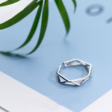 Fashion 925 sterling silver hexagonal ladies ring