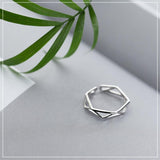 Fashion 925 sterling silver hexagonal ladies ring