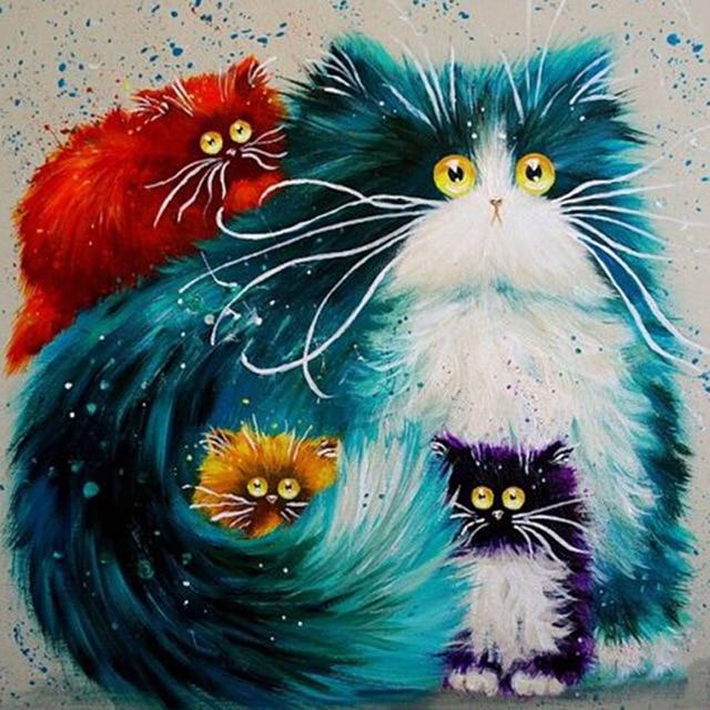 F&S Diamond Painting Store Cat Blue 30x30cm