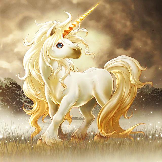F&S Diamond Painting Store Unicorn Gold 30x30cm