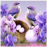 F&S Diamond Painting Store Purple Flowers & Bird's Nest 30x30cm