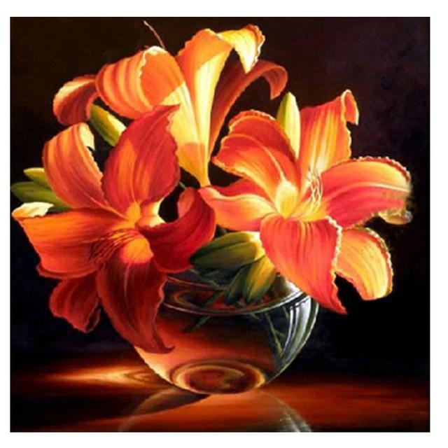 F&S Diamond Painting Store Flowers Red & Yellow 30x30cm