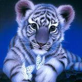 F&S Diamond Painting Store Tiger White with Butterflies 30x30cm
