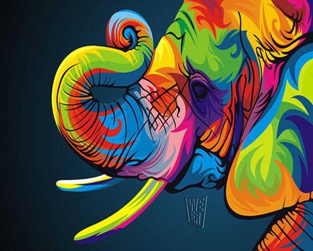 F&S Diamond Painting Store Elephant Colorful 25x30cm