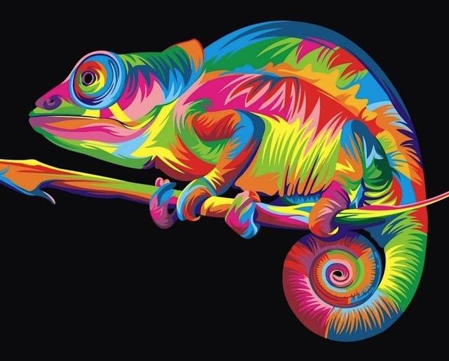 F&S Diamond Painting Store Chameleon Colorful 25x30cm
