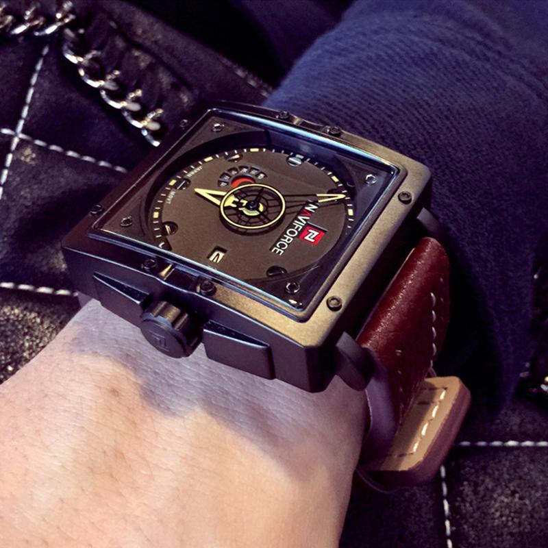 NAVIFORCE fashion top quartz sports watch leather strap creative waterproof men's watch