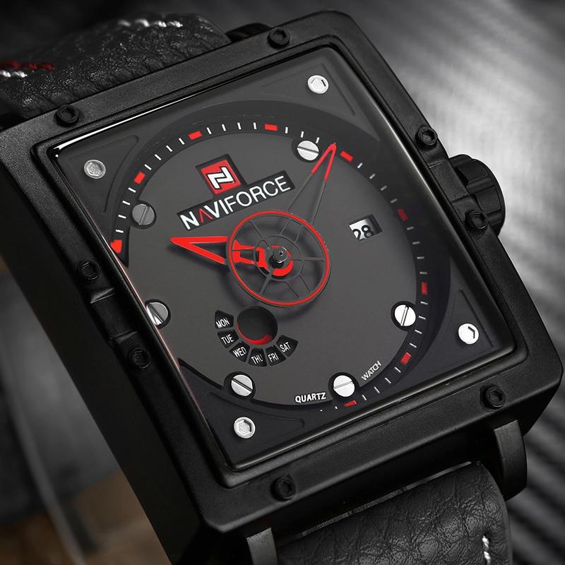NAVIFORCE fashion top quartz sports watch leather strap creative waterproof men's watch