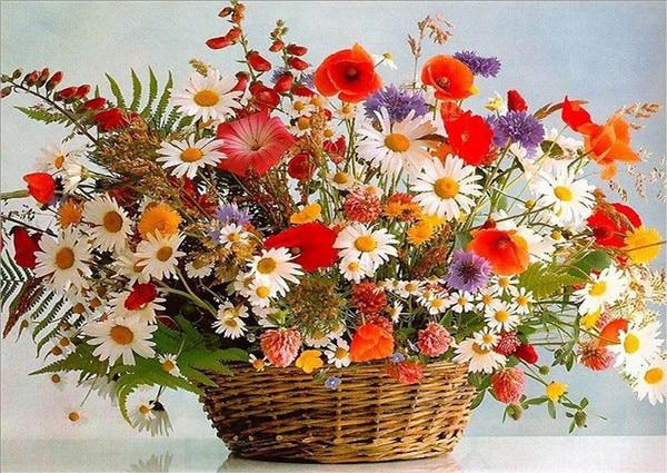 F&S Diamond Painting Store Flower arrangement Wicker Basket 30x40cm