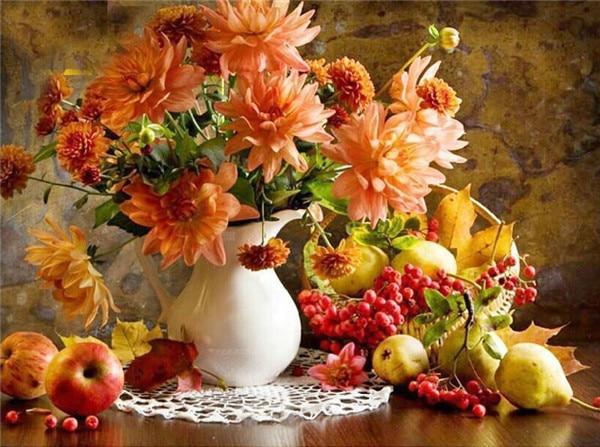 F&S Diamond Painting Store Flower arrangement Orange with Fruit 30x40cm