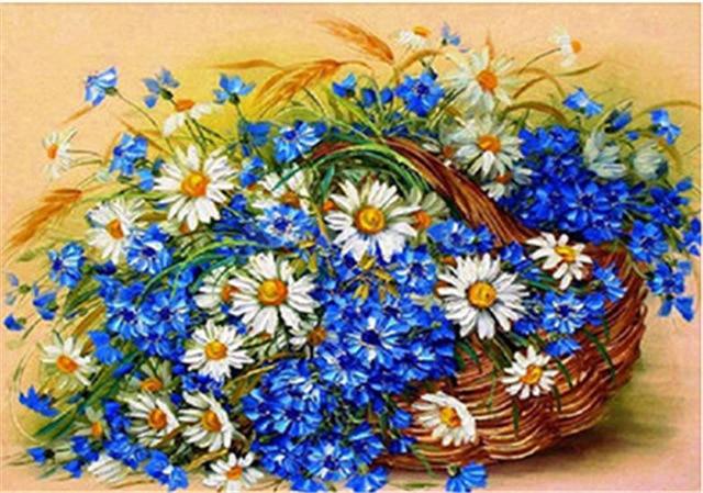 F&S Diamond Painting Store Flower arrangement White & Blue 30x40cm