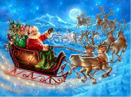 F&S Diamond Painting Store Santa Claus in Sleigh Blue 25x30cm