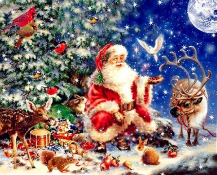 F&S Diamond Painting Store Santa Claus with Christmas tree 25x30cm
