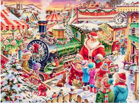 F&S Diamond Painting Store Santa Claus at the Station Colorful 25x30cm