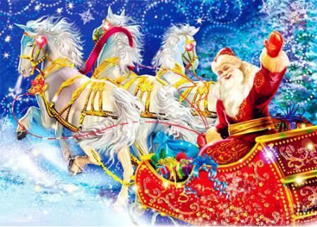 F&S Diamond Painting Store Santa Claus with White Horses 25x30cm
