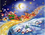 F&S Diamond Painting Store Santa Claus in Sleigh over Gold Track 25x30cm