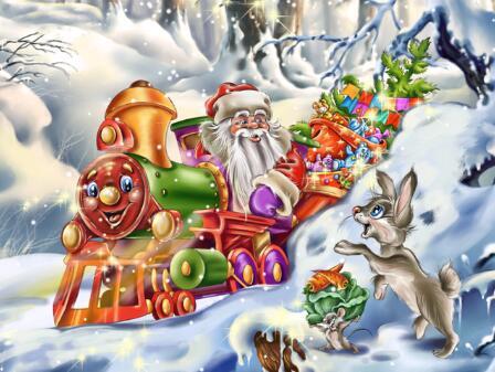 F&S Diamond Painting Store Santa in Locomotive 25x30cm