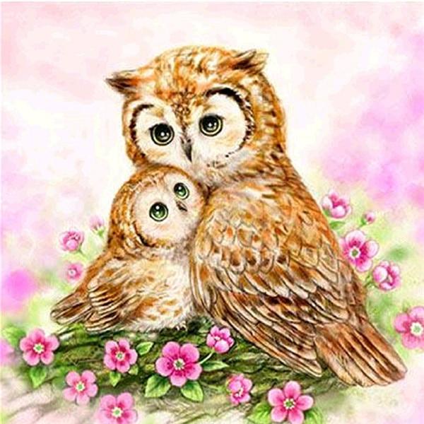 F&S Diamond Painting Store Owls Brown 25x25cm