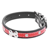 F&S Adjustable PU Leather Collar  for Small Medium Dogs
