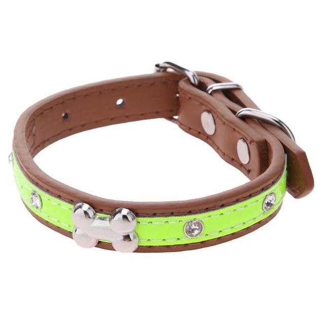 F&S Adjustable PU Leather Collar  for Small Medium Dogs