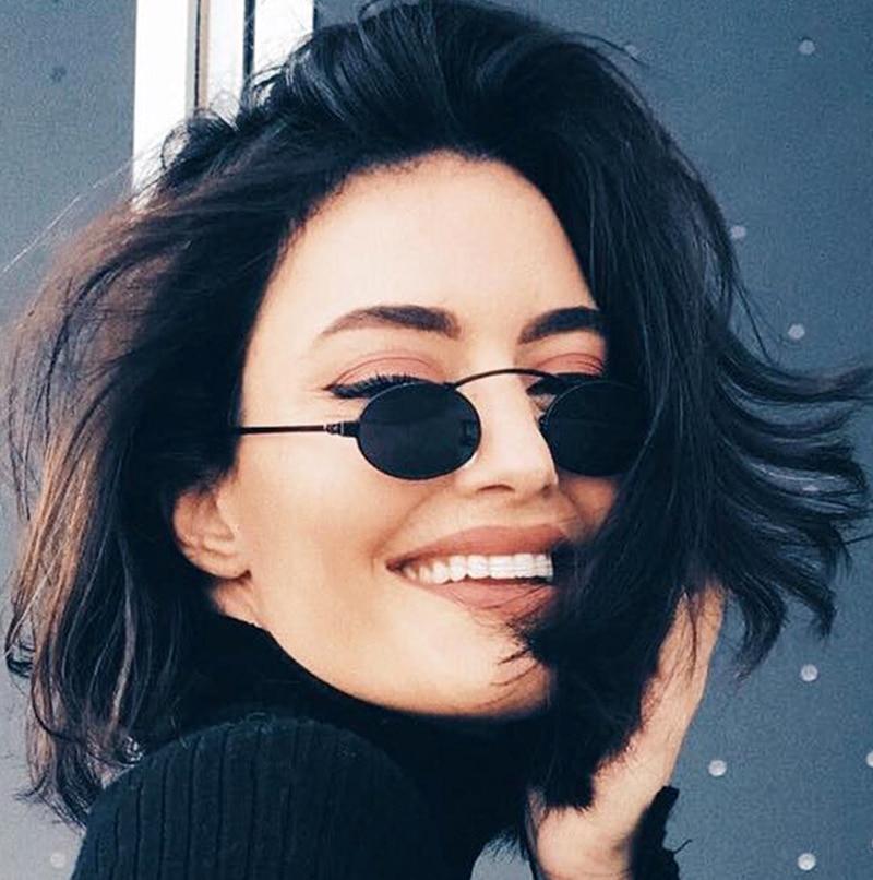 Fashion Slim Metal Ellipse Frame Tone Ocean Lens Sunglasses Retro Style Brand Design Sunglasses