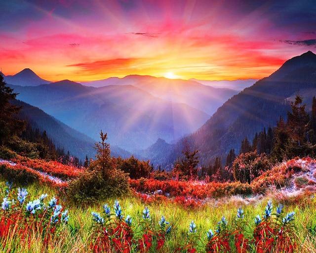 F&S Diamond Painting Store Sunset in the Mountains 25x30cm