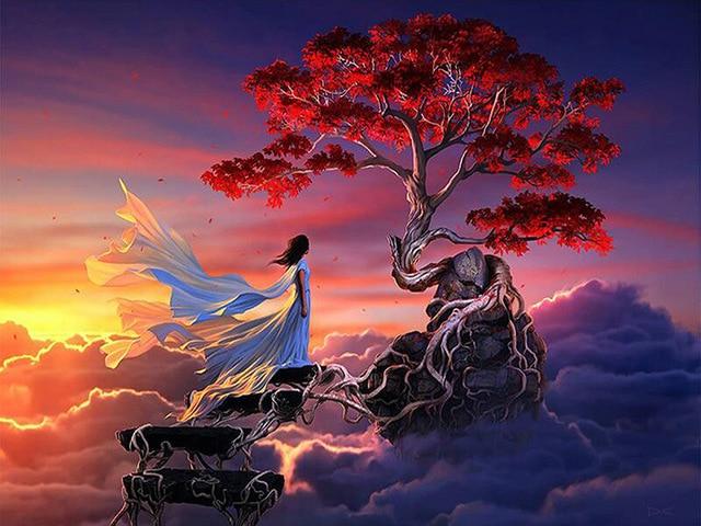 F&S Diamond Painting Store Tree in Clouds 25x30cm