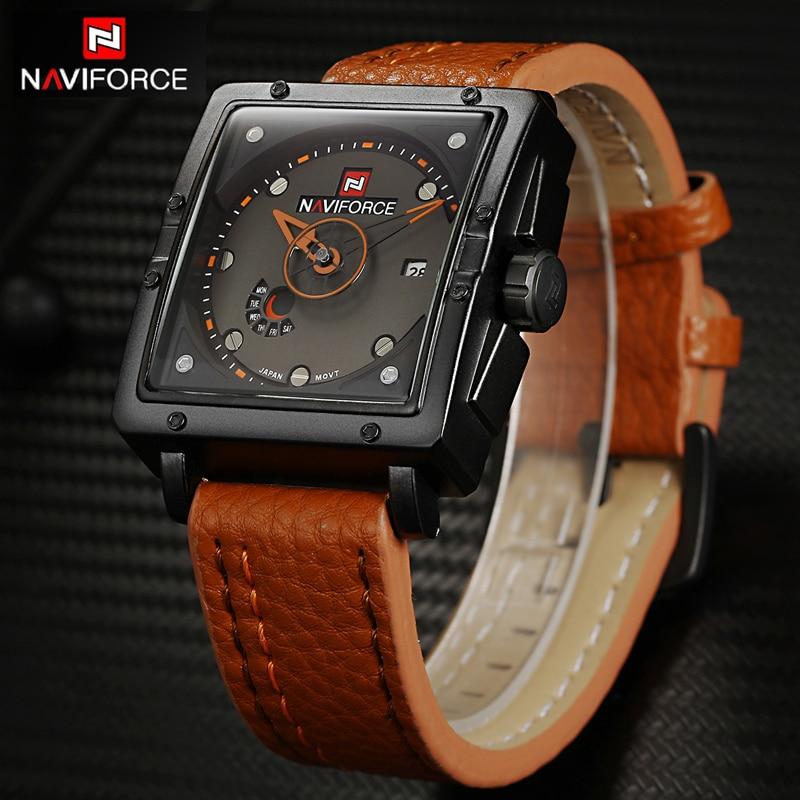 NAVIFORCE Men's Top Brand Luxury Casual Quartz Leather Sports Clock Gift Men's Watch