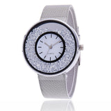 Fashion stainless steel rose gold and silver watch luxury ladies rhinestone watch
