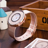 Fashion stainless steel rose gold and silver watch luxury ladies rhinestone watch
