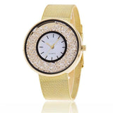 Fashion stainless steel rose gold and silver watch luxury ladies rhinestone watch