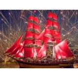 F&S Diamond Painting Store Red Boat at Sea