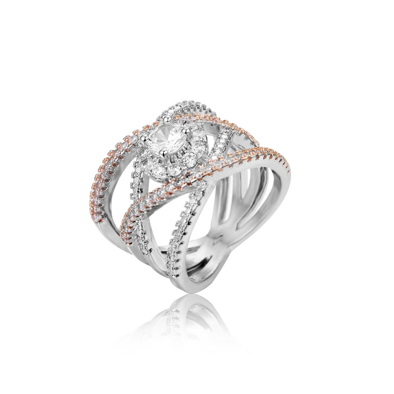 Creative Cross Pattern Zircon Ring