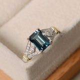 Luxury Square Drill Ring Alloy with White Gold Plated Cubic Zircon inlay