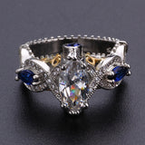 Luxury Inlaid Blue Cubic Zircon Alloy with 18k Gold Ring Plated