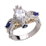 Luxury Inlaid Blue Cubic Zircon Alloy with 18k Gold Ring Plated