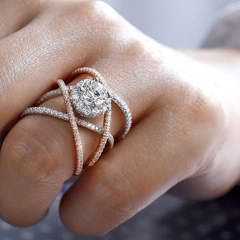 Creative Cross Pattern Zircon Ring