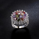 Round Flower Pattern Zircon Ring