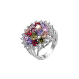 Round Flower Pattern Zircon Ring